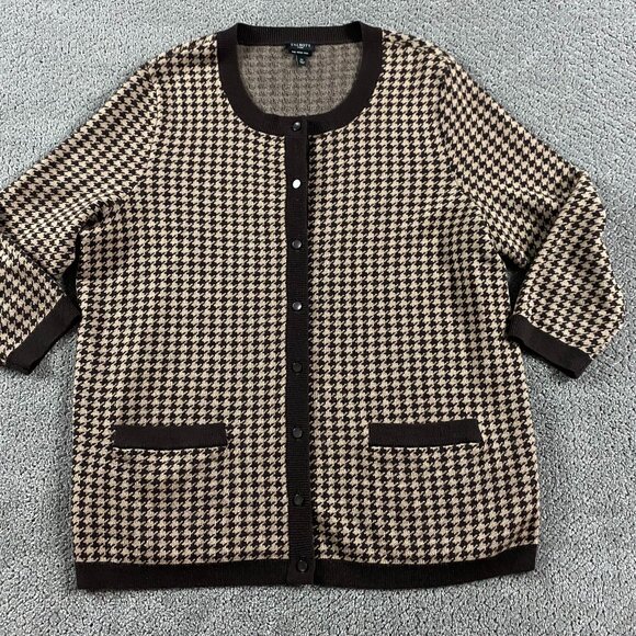 Talbots Brown and Tan Houndstooth Cardigan - Picture 1 of 10